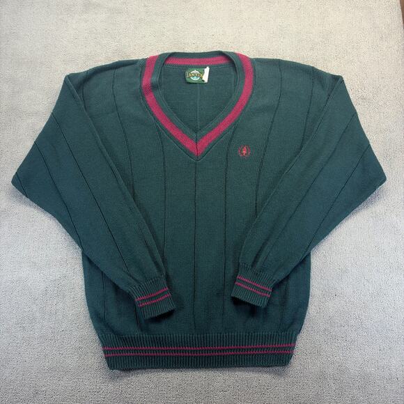 Vintage Jantzen Cricket Sweater Mens XL Green V-Neck Tennis Varsity Collegiate - Picture 1 of 7